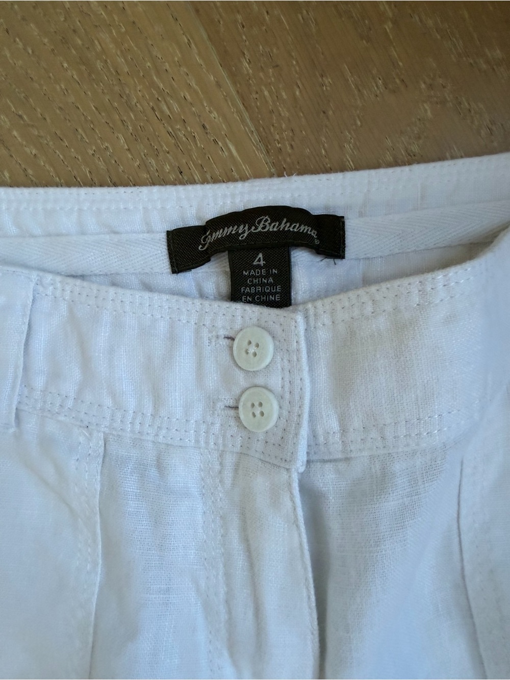 Tommy Bahama White Linen Button-Front Pants - Picture 6 of 7